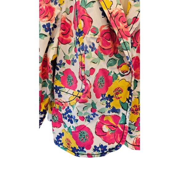 Investments II Jacket Pink Blue Multi Floral Collared Buttons Pockets Lined 22W# - Picture 3 of 7